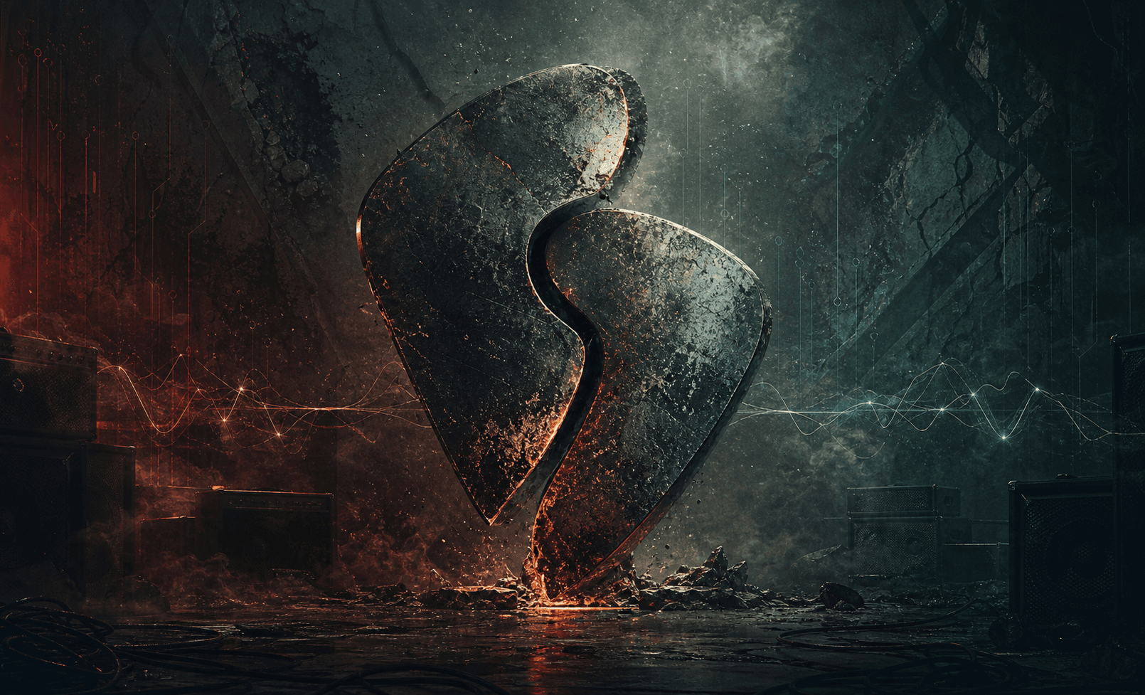 Abstract dark progressive metal artwork for mushter